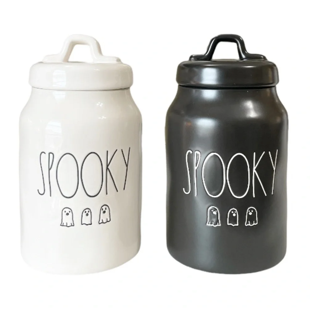 NEW Rae Dunn SPOOKY 👻👻👻 Canister Set/2